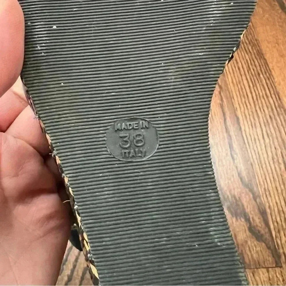 MI PIACI Heeled Sandals Peep Toe Women Size 38 US 7 Black Leather Made In Italy - Picture 8 of 16